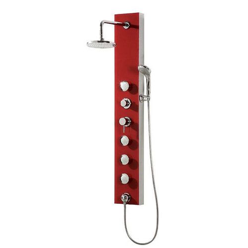 Panel Ducha de Vidrio Con Hidro 4 Jets Rojo Aura