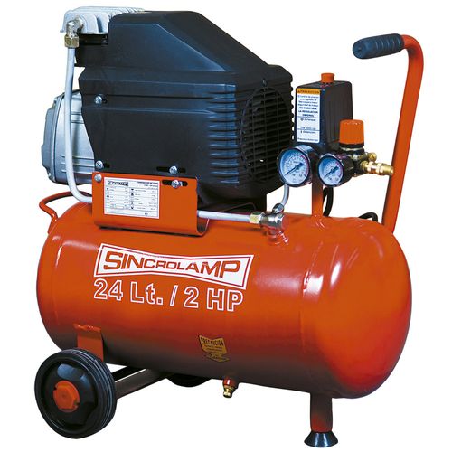 Compresor 2 Hp Rojo 24 Litros Sincrolamp