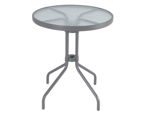 Mesa Caño Vidrio Redondo Grafito Gris 60 Cm Outzen