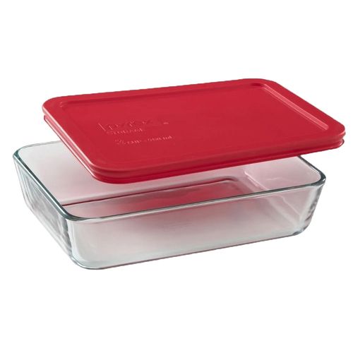 Fuente 750 Ml. Rectangular Tapa Roja Pyrex