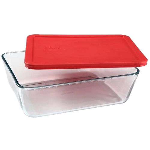 Fuente 1500 Ml. Rectangular Tapa Roja Pyrex