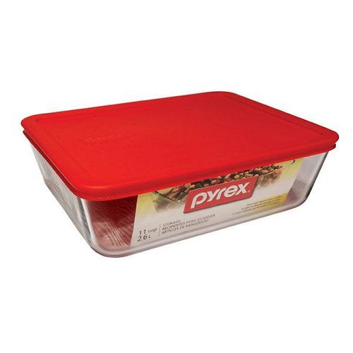 fuente rect c/tapa roja 2800cc pyrex Pyrex