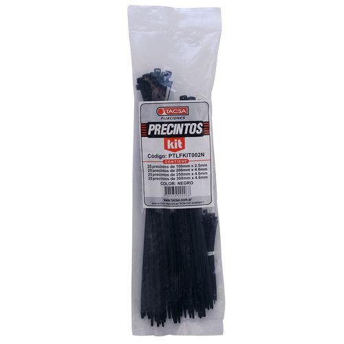 Kit Precintos 100/200/250/300 Mm Surtidas Negro 65x49x16Cm TACSA