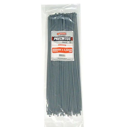 Precinto Gris 400X4.6 Mm 55X40X15 Cm X 100 Un Tacsa