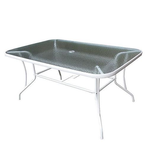 Mesa Caño Con Vidrio Rectangular Blanco 150X96 Cm Outzen