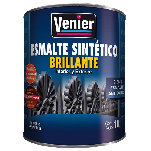 Esmalte Sintético 3P Interior/Exterior Negro Brillante x1Lt Venier