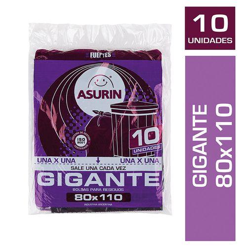 Bolsas Para Residuos Asurín® Gigante 80x110 Cm x10u
