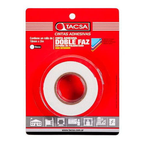 Cinta Doble Faz De Espuma Blanco 18Mmx2M TACSA