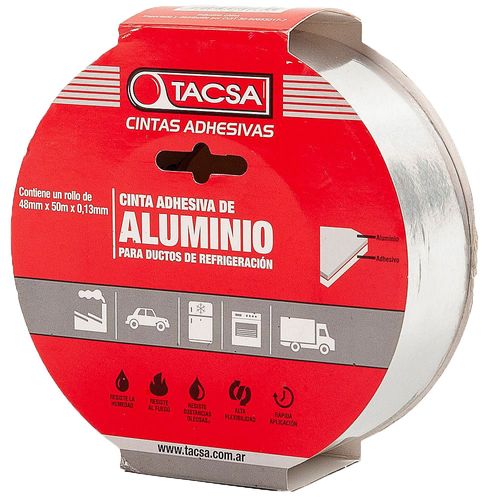 Cinta De Aluminio Aluminio 48Mmx50M TACSA