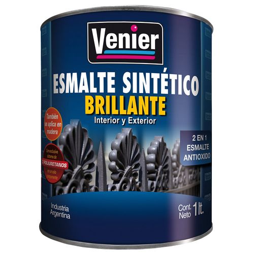 Esmalte Sintético 3P Interior/Exterior Gris Oscuro Brillante x1Lt Venier