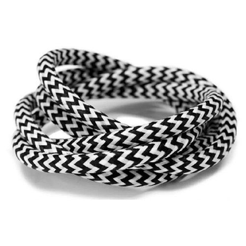 Cable Textil x 5 Mts Blanco y Negro Elkas