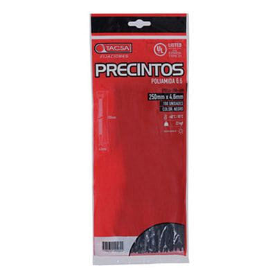 Precinto Negro 250X4.6 Mm X 100 Un Tacsa