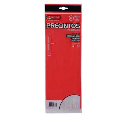 Precinto Blanco 300X4.6 Mm X 100 Un Tacsa
