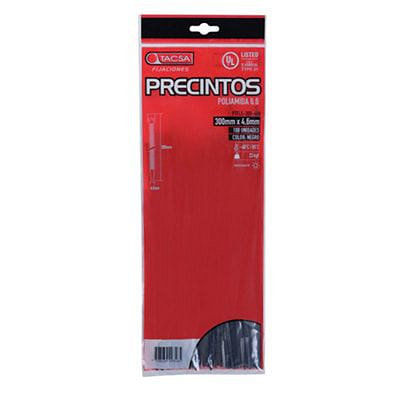 Precinto Negro 300X4.6 Mm X 100 Un Tacsa