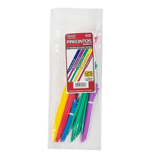 Kit 125 Precintos 5 Medidas Multicolor Surtido Tacsa