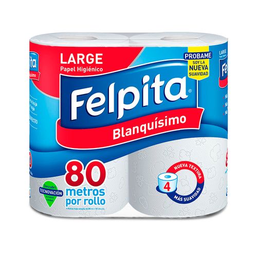 Papel Higiénico Simple Hoja 4 Rollos X 80 Mts Felpita