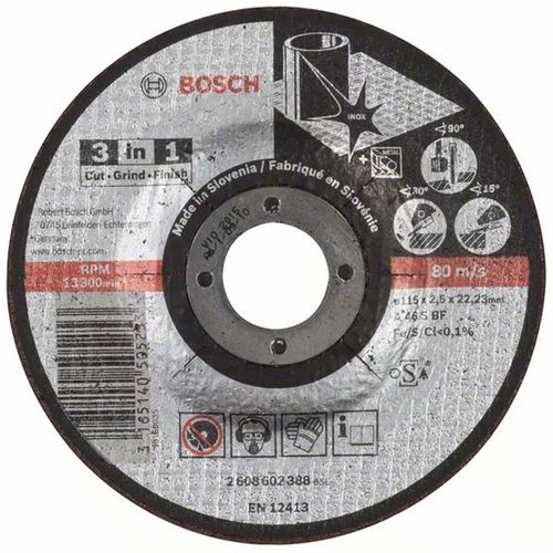 Disco Abrasivo 3 En 1 Corte/Desbaste/Pulimento 115X25Mm Bosch