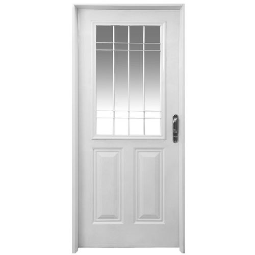 Puerta Galvanizada Lisa Blanca 1 hoja con cristal 80x200 cms