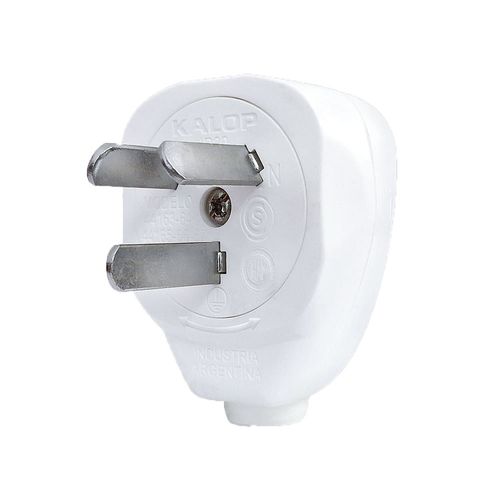 Ficha Macho Salida Lateral 10A Blanco Kalop