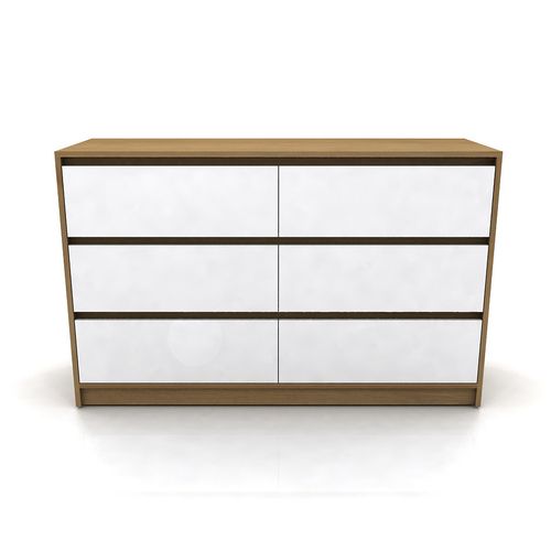 Cómoda 6 Cajones 120X40X75Cm Blanco/Roble Miel Muebles Gacela