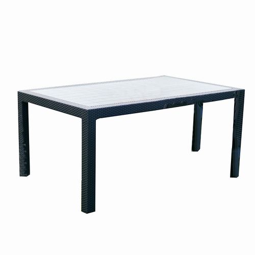 Mesa Plástica Indonesia Rectangular Rattan Negro Voss 2000