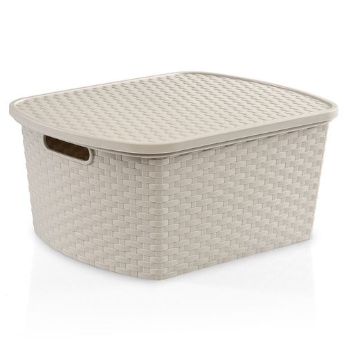 Caja Organizadora Ratan Gris Con Tapa 15 L Star Company