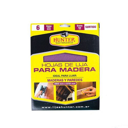 Sobre 6 Hojas Lijas Madera Surtido