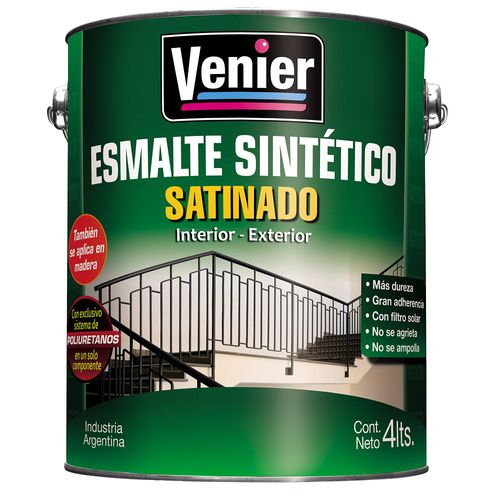 Esmalte Sintético 3P Interior/Exterior Negro Satinado x4Lts Venier