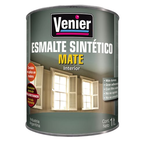 Esmalte Sintético 3P Interior/Exterior Negro Mate x1Lt Venier