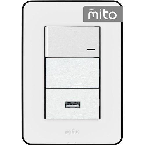 Linea Armada Mito Blanca/Negra 1 Interruptor + Toma Usb Jeluz