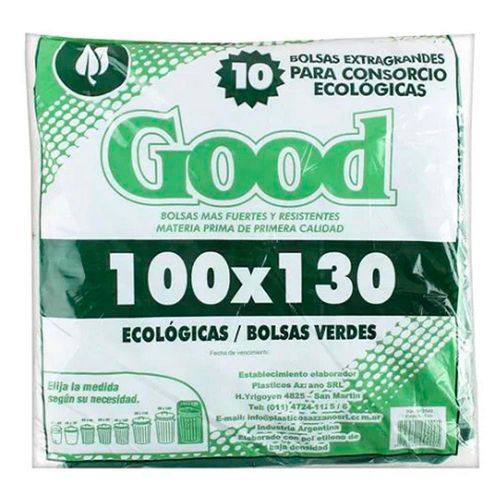 Bolsa Plana Consorcio 10 Unidades Verde 100x130Cm Good