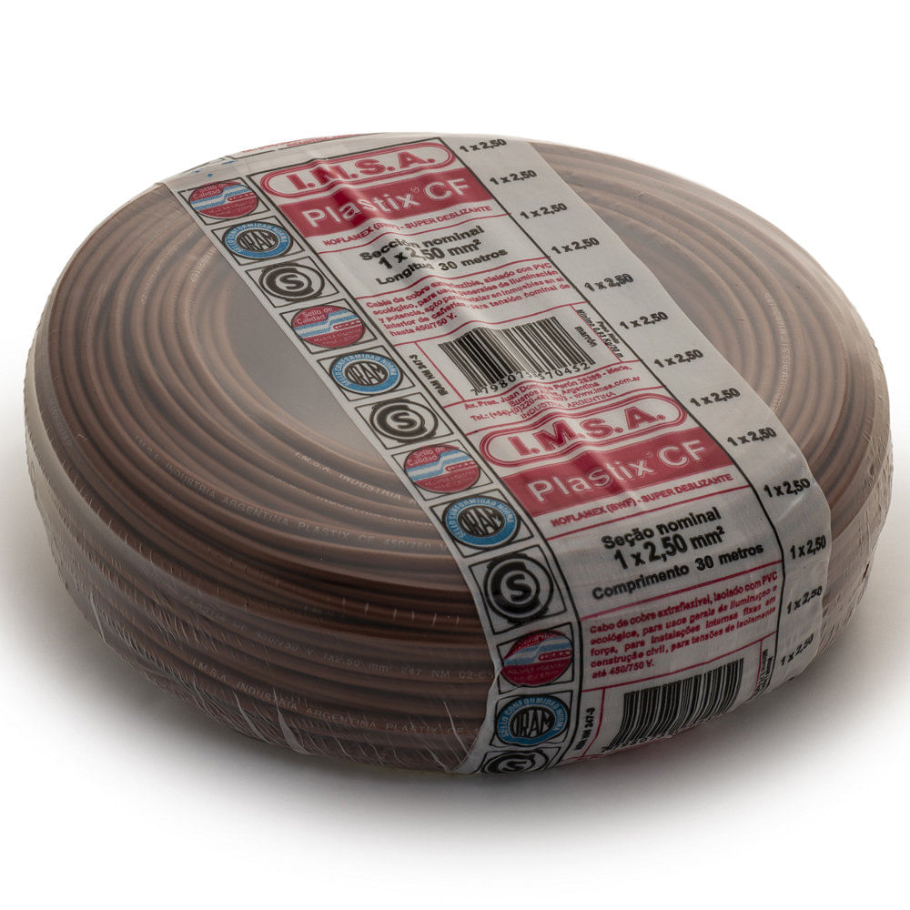 Cable Unipolar 2.5 Mm Marrón Plastix&nbsp; Cf X 30 Mts Imsa