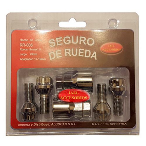 Tuerca De Seguridad Cromo 4 U Con 2 Adaptadores R6 Albocar