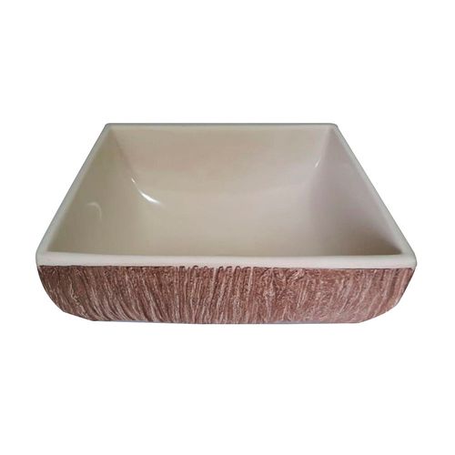 Bacha De Apoyar Corteza Resina Poliéster Beige PolyQuartz