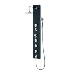Panel Para Ducha De Vidrio Con Hidro 4 Jets Negro Aura