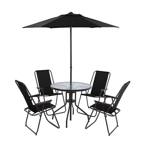 Set De Comedor Para Terraza Tokio Negro 4 Personas Outzen