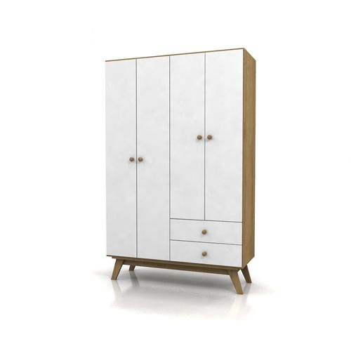 Placard 4 Puertas 116x47x180Cm Roble Miel/Blanco Muebles Gacela