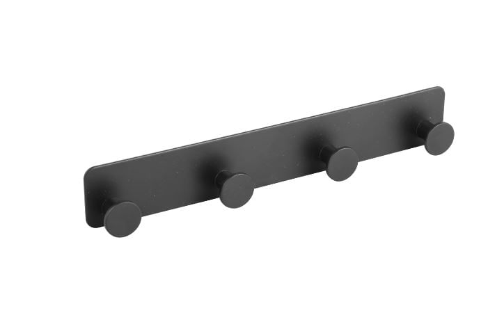 Perchero Pared 4 Ganchos 25,7X4,2 Cm Metal Negro Mate Suka
