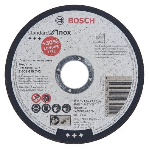 Disco de Corte Standard for Inox 115x16Mm Bosch