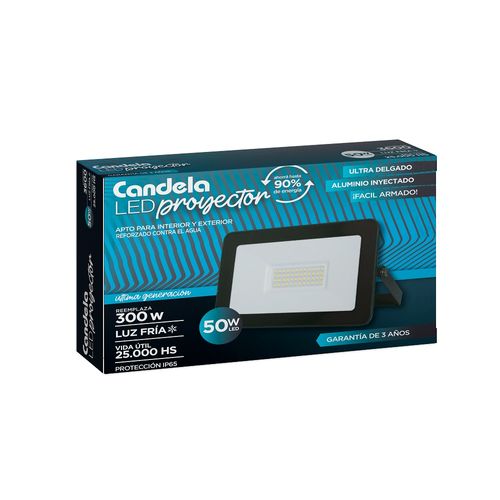 Led Proyector 50W Fría Negra Candela