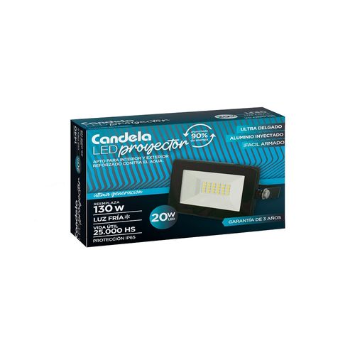 Led Proyector Fría 20W Negra Candela