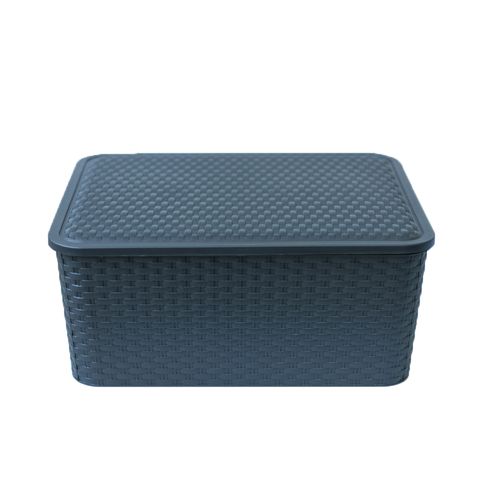 Caja Organizadora Ratan Negra Con Tapa 30 L Poo