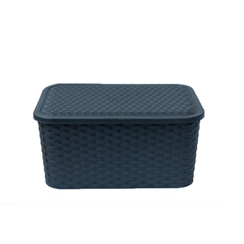 Caja Organizadora Ratan Negra Con Tapa 15 L Poo