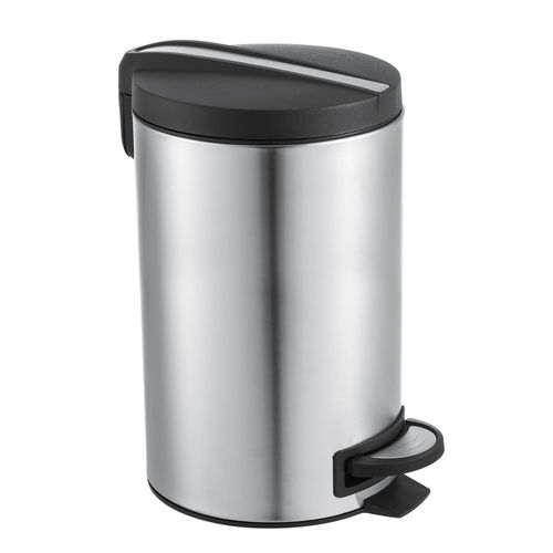 Basurero Pedal Acero Inox Con Negro 12l