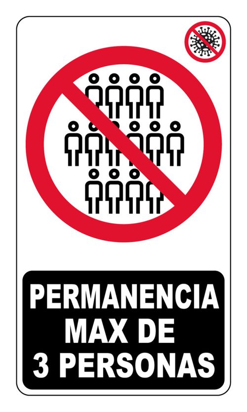 Cartel permanencia max 3 personas 11x13