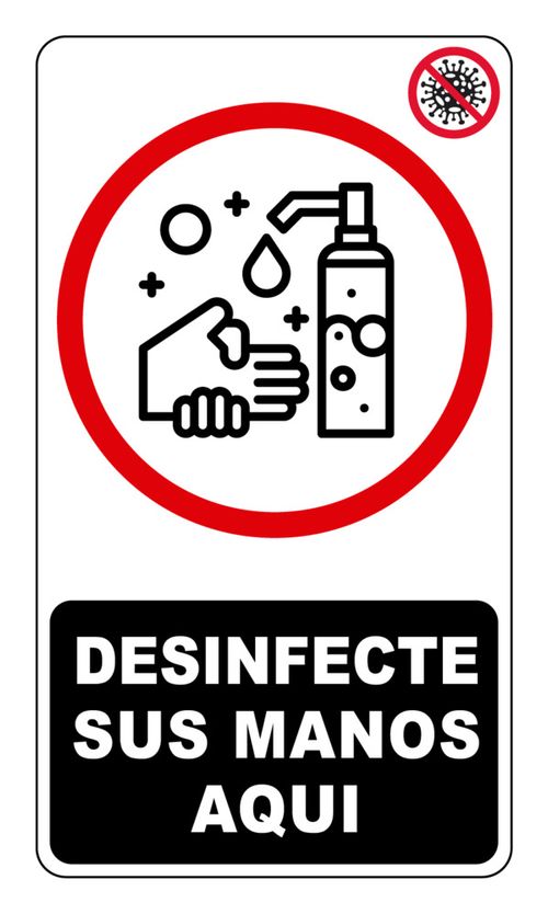 Cartel desinfecte sus manos aqu ­ 25x30