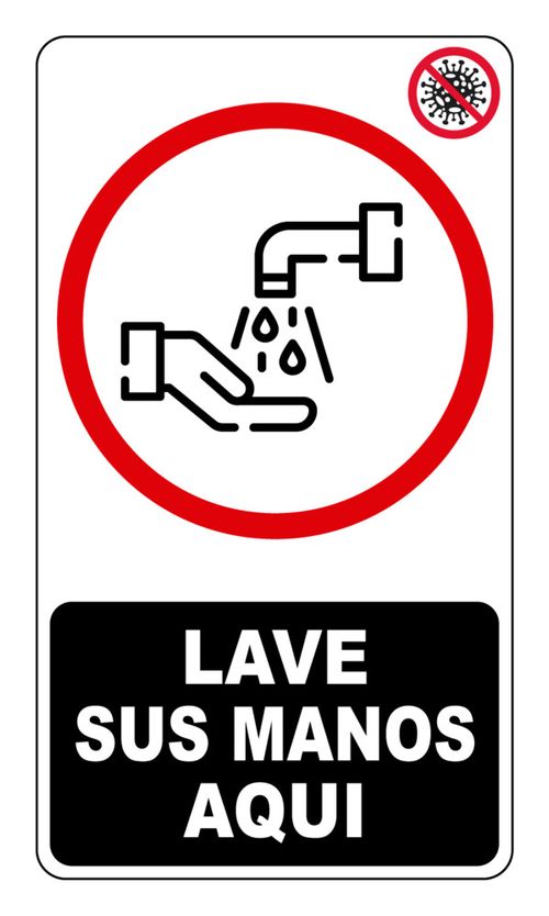 Cartel lave sus manos aqu ­ 11x13