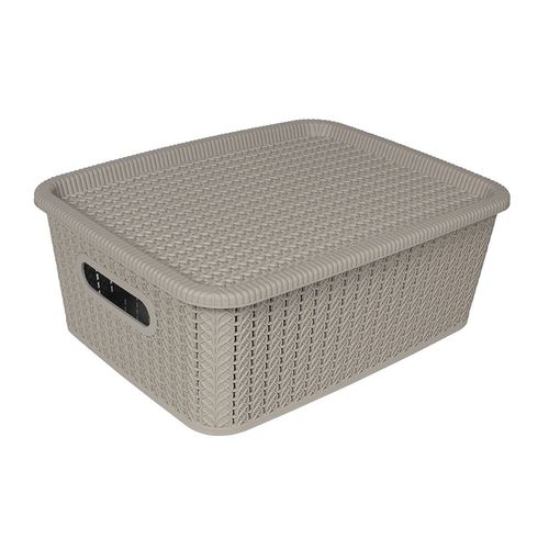 Caja Organizadora Rattan Gris 12.5Lts Sao Bernardo