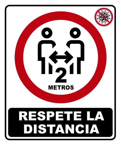 Cartel Respete La Distancia 25x30 Cm