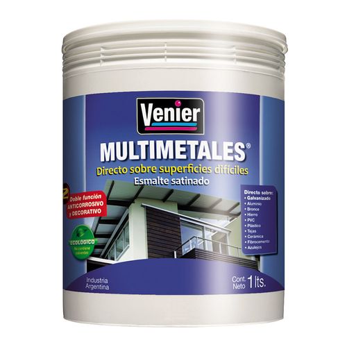 Esmalte Al Agua Multimetales Verde satinado x1Lt Venier